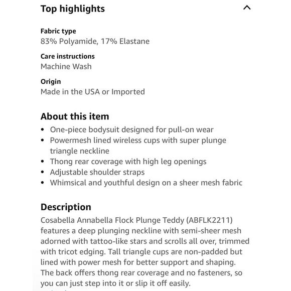 Cosabella Annabella Flock Plunge Teddy Thong Black Sz S NWT $118 - Picture 10 of 10